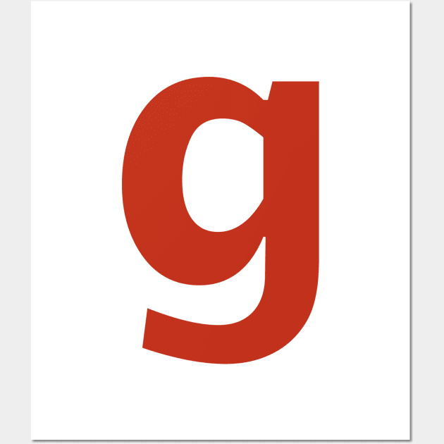 Letter g in Red Text Minimal Typography Wall Art by ellenhenryart